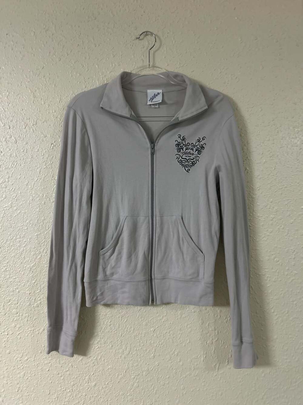 Y2K Hilton Casinos Las Vegas Zip Up Jacket Sweatshirt Gray XL